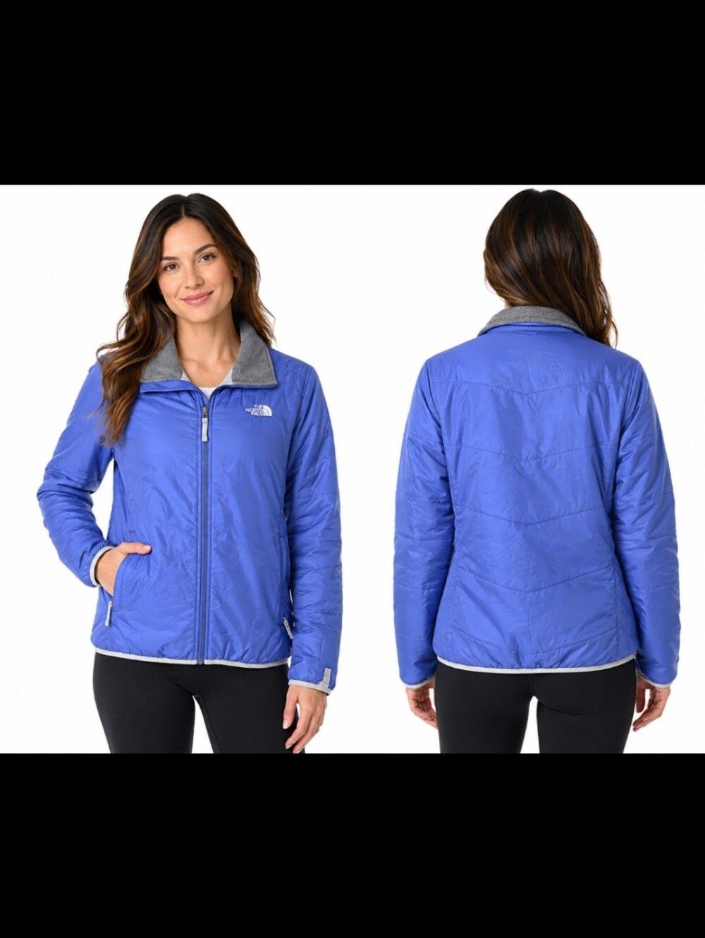 The North Face Periwinkle Blue Quilted Insulated Full Zip Jacket Size L - Picture 10 of 12